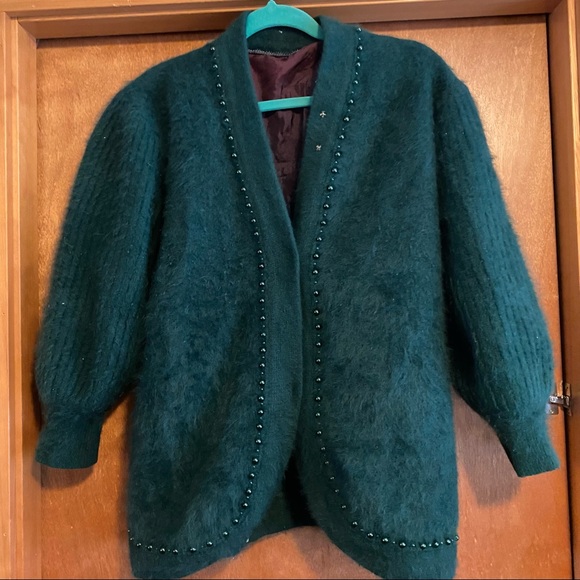 Vintage Angora Kelly Green Sweater, Size Large - Picture 1 of 6